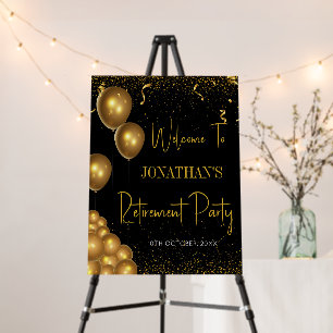  Black and Gold Retirement Party Welcome Sign