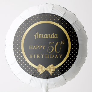 Black And Gold Ribbon Elegant 50th Birthday Balloon