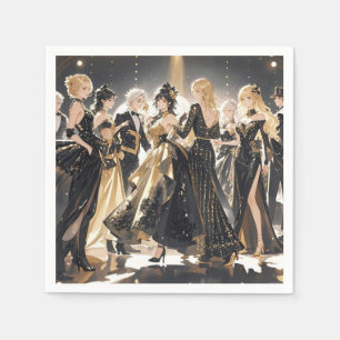 Black and gold, Rich luxury, Moulin rouge style Napkins