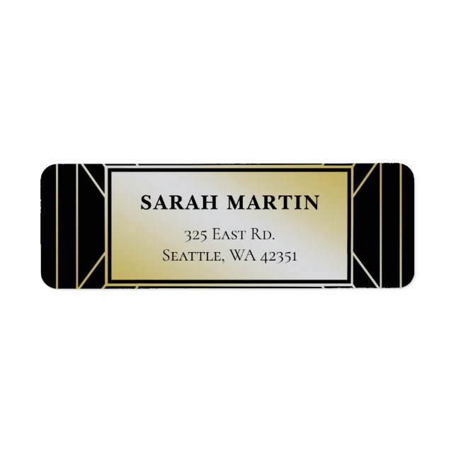 Black and Gold Roaring 20s art deco  Label (Front)