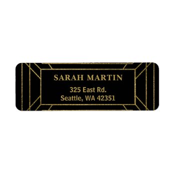 Black And Gold Roaring 20s Art Deco  Label by Invitationboutique at Zazzle