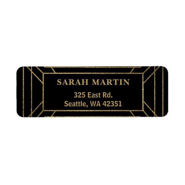 Black and Gold Roaring 20s art deco  Label (Front)