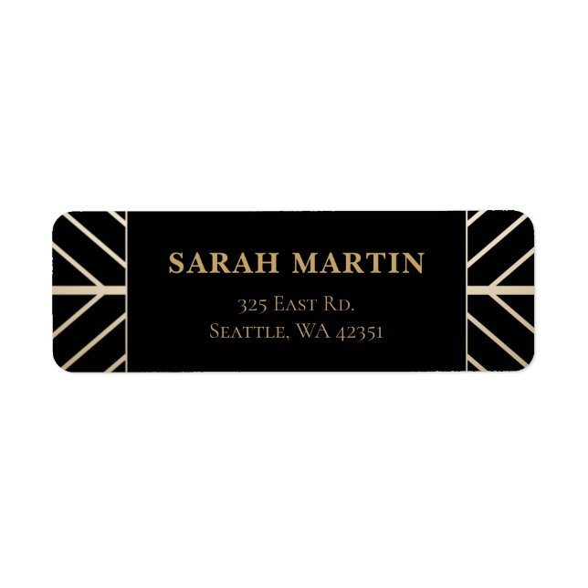 Black and Gold Roaring 20s art deco  Label (Front)
