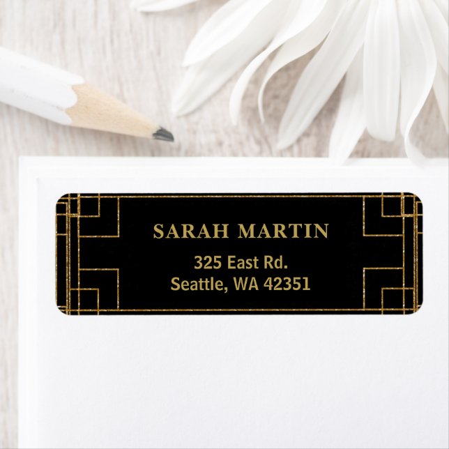 Black and Gold Roaring 20s art deco  Label (Insitu)