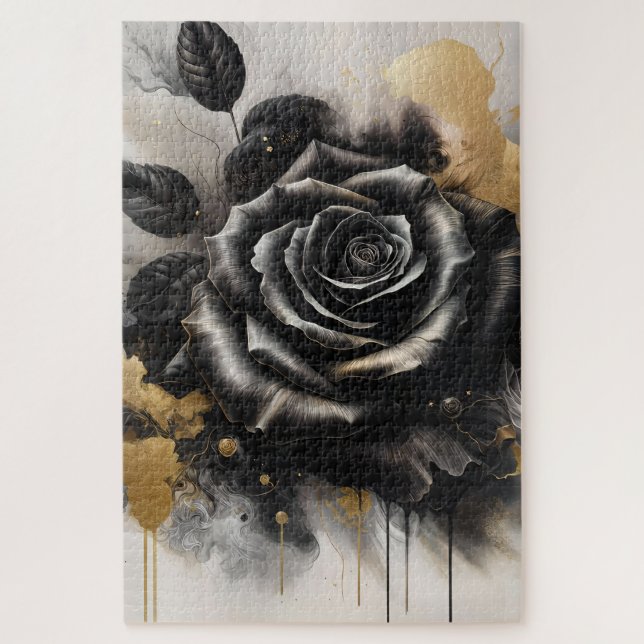 Black and Gold Rose Jigsaw Puzzle (Vertical)