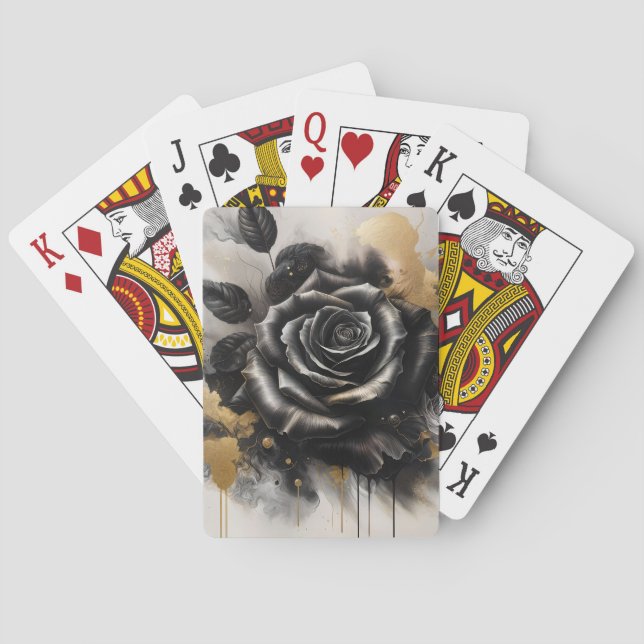Black and Gold Rose Poker Cards (Back)