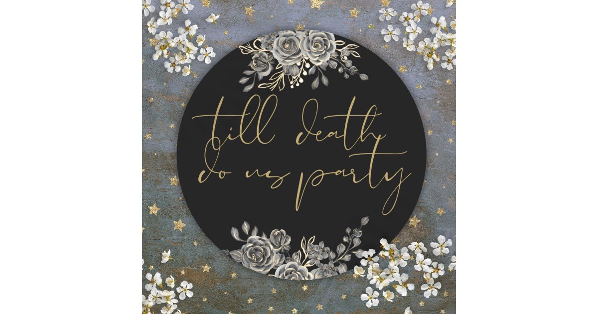 Black And Gold Roses Floral Gothic Wedding Favor Classic Round Sticker ...