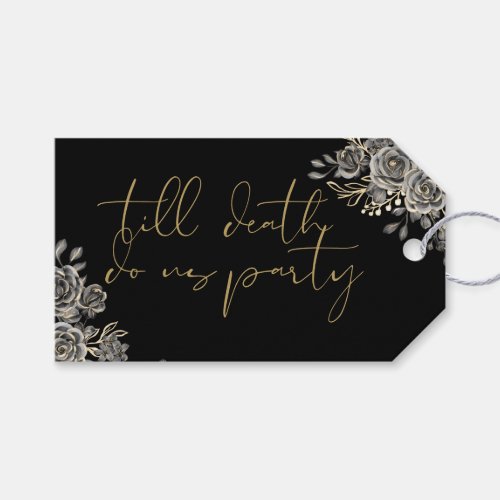 Black And Gold Roses Floral Gothic Wedding Favor Gift Tags