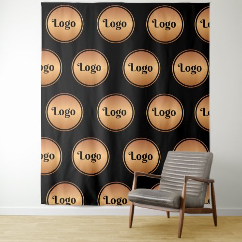 Black and Gold Round Logo Step and Repeat Classic Tapestry