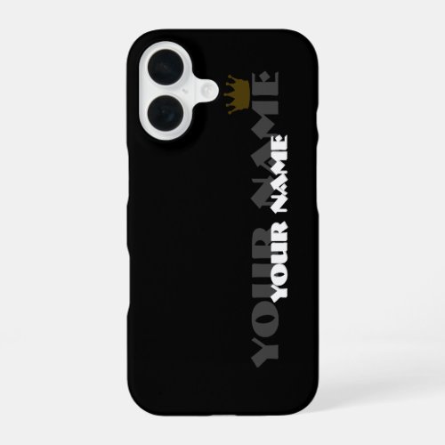 Black and gold royal crown custom name phone case