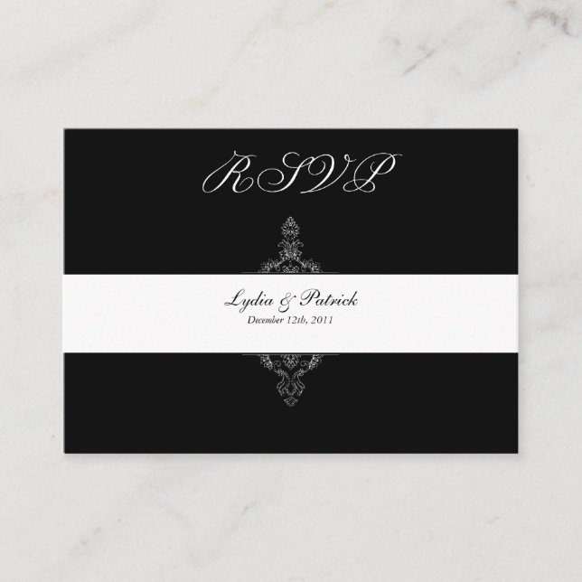 Black and Gold RSVP Card (Front)