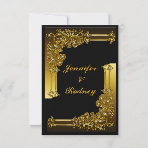 Black and Gold RSVP Wedding Invitation