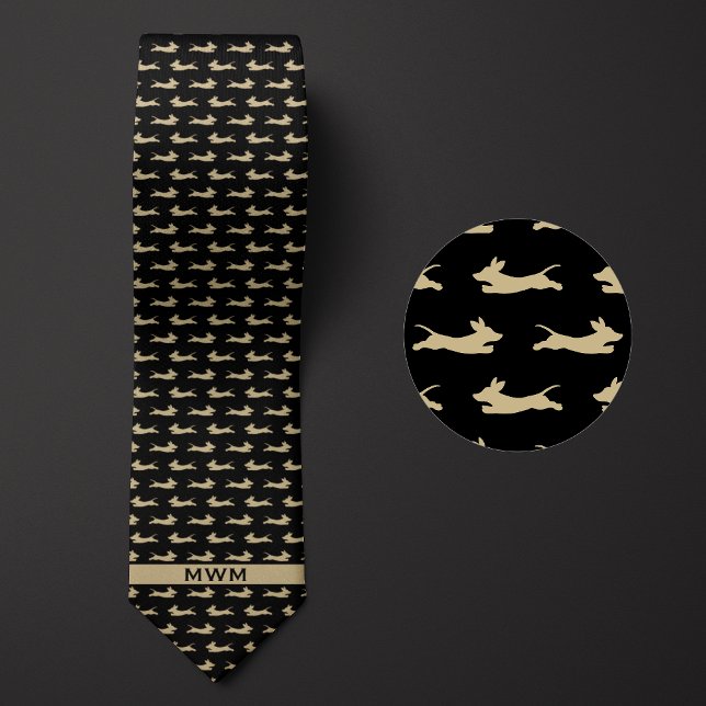 Black and Gold Running Dachshund Neck Tie (Creator Uploaded)
