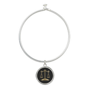 Black and Gold   Scale of Justice Bangle Bracelet