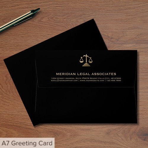 Black and Gold Scales of Justice Envelope