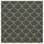 Black and Gold Scalloped Scale Pattern Fabric