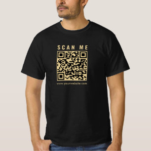 Black And Gold Scan Me Business QR Code Mens T-Shirt