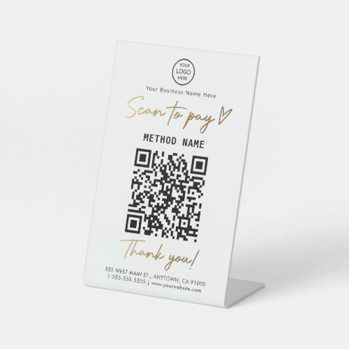 Black and Gold Scan to Pay Qr Code Payment Links Pedestal Sign