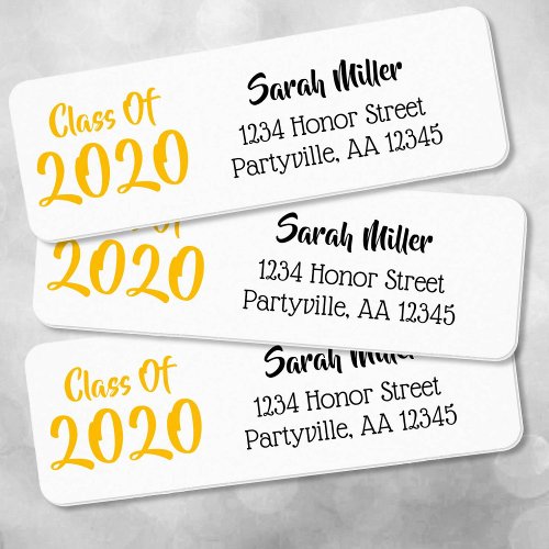 Black and Gold School Colors Class Year Address Label