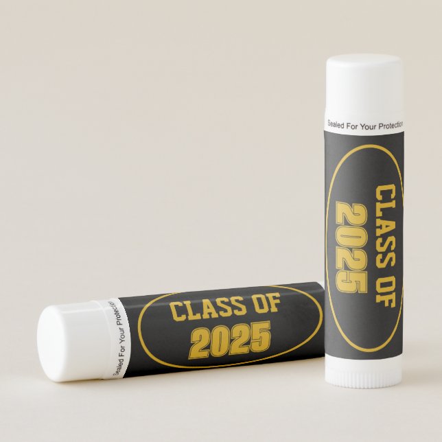 Black and Gold School Colors Class Year Lip Balm (Front)