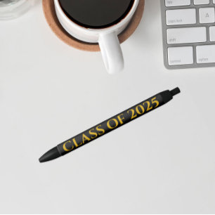 Black and Gold School Colors Class Year Pen
