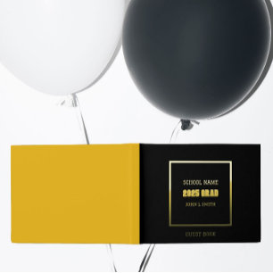 Black and Gold School Colors Graduation Foil Guest Book