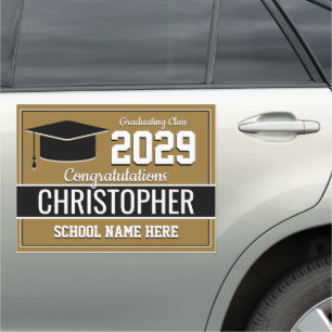 Black and Gold School Colors Graduation Party Car Magnet