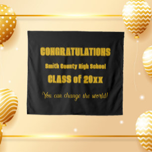 Black and Gold School Colors Graduation Tapestry