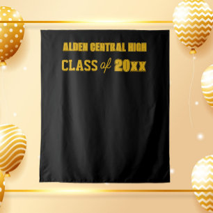 Black and Gold School Colors Photo Backdrop