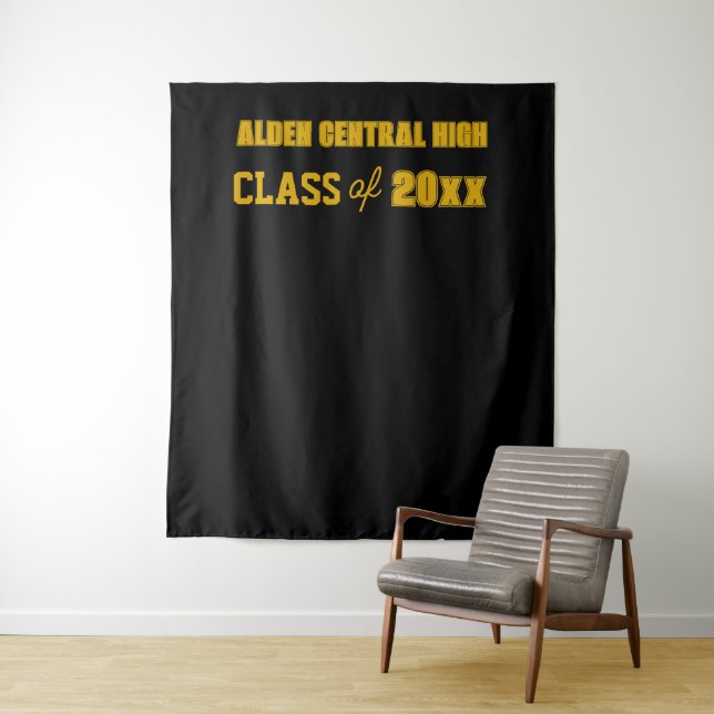 Black and Gold School Colors Photo Backdrop (In Situ)