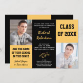 Black and gold School Colors Photos Graduation Invitation (Front/Back)