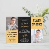 Black and gold School Colors Photos Graduation Invitation (Standing Front)