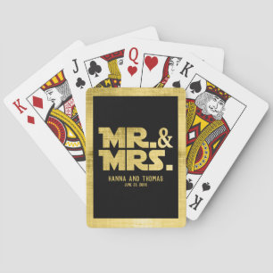 Black and Gold Sci Fi Themed Wedding Poker Cards