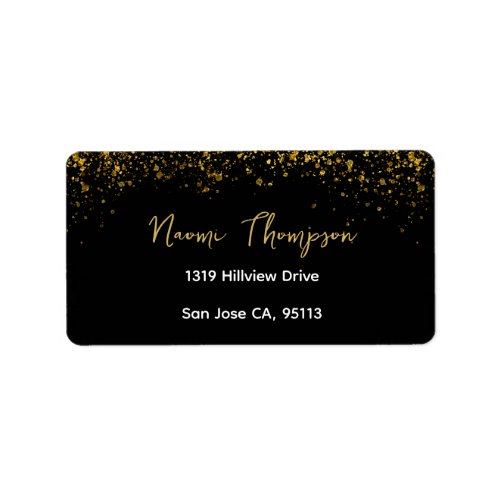 Black and Gold Script Address Label