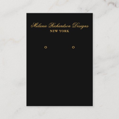 Black and Gold Script Earring Display Card