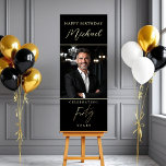 Black and Gold Script Photo 40th Birthday Foam Board<br><div class="desc">Celebrate in style with our Black and Gold Script Photo Birthday Foam Board! Featuring a sophisticated black background with elegant gold script accents, this customizable foam board highlights a cherished photo and personalized details for the birthday celebration. Perfect for milestone birthdays or glamorous parties, it creates a stunning focal point...</div>