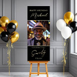 Black and Gold Script Photo 70th Birthday Foam Board<br><div class="desc">Celebrate in style with our Black and Gold Script Photo Birthday Foam Board! Featuring a sophisticated black background with elegant gold script accents, this customizable foam board highlights a cherished photo and personalized details for the birthday celebration. Perfect for milestone birthdays or glamorous parties, it creates a stunning focal point...</div>