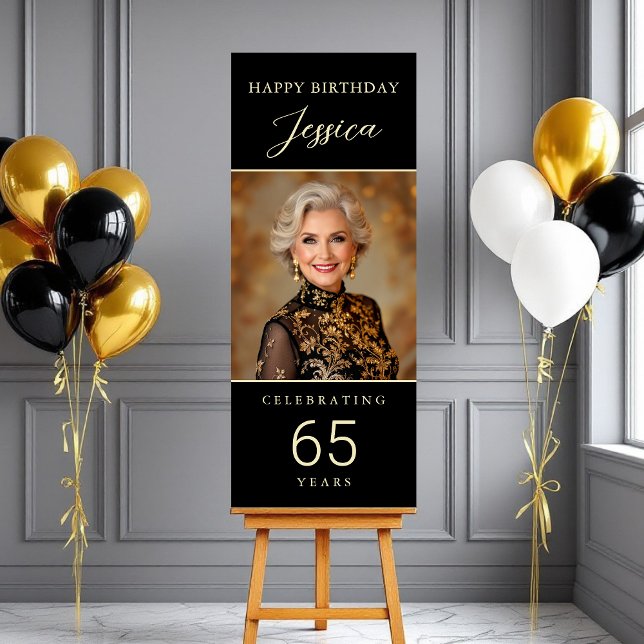 Black and Gold Script Photo Any Age Foam Board (Creator Uploaded)