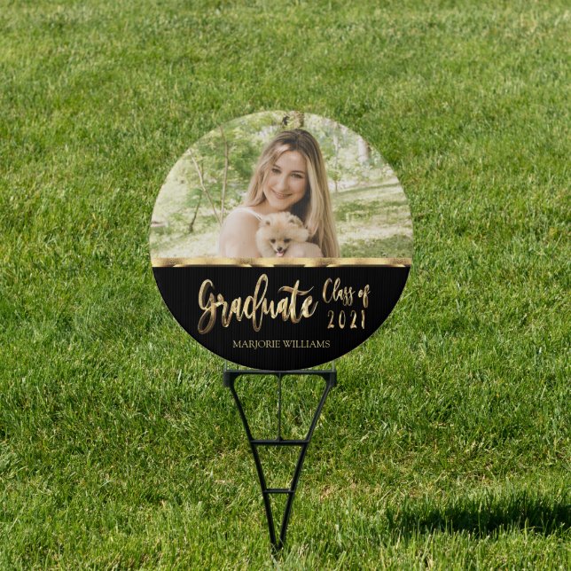 Black and Gold Script Photo Graduate Class of 2021 Sign (Insitu)