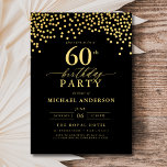 Black And Gold Script Sixty 60th Birthday Invitation<br><div class="desc">Set the stage for an elegant celebration with a Black and Gold Script Birthday Invitation! Featuring luxurious gold script on a sleek black background, this design exudes sophistication and timeless charm. Perfect for milestone birthdays or any stylish event, it effortlessly combines classic elegance with modern flair. Whether it’s a grand...</div>