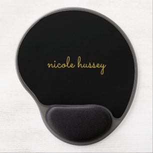 Black and Gold Script    Stylish Monogram Modern Gel Mouse Pad
