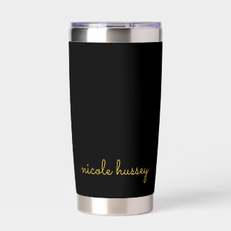 Black and Gold Script | Stylish Monogram Modern Insulated Tumbler