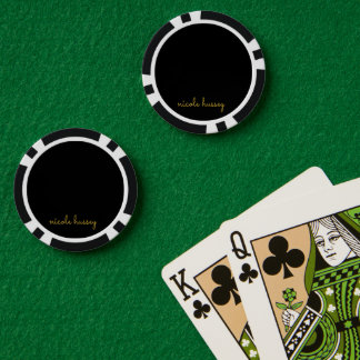 Black and Gold Script | Stylish Monogram Modern Poker Chips