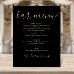Black And Gold Script Wedding Bar Menu Sign<br><div class="desc">This elegant black and gold script minimalist bar menu sign is perfect for all celebrations. Designed by Thisisnotme©</div>