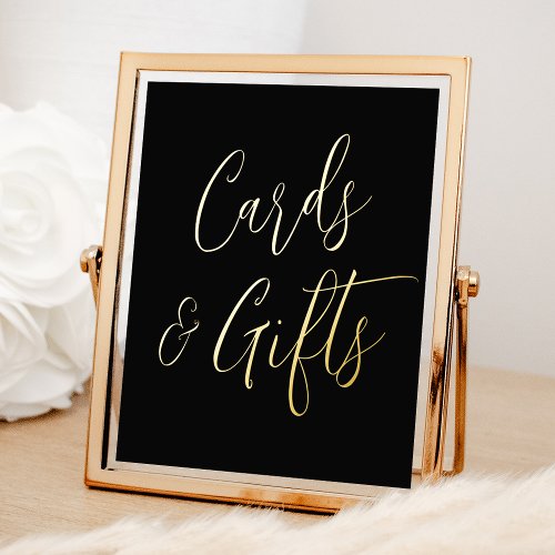 Black and Gold Script Wedding Cards and Gifts Foil Prints