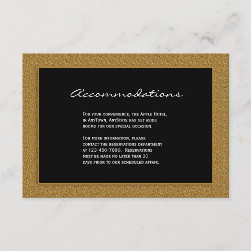 Black and Gold Scroll Accent Wedding Insert Personalized Announcement
