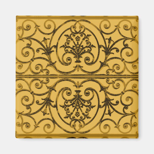 Black and gold scrollwork pattern magnet (Front)