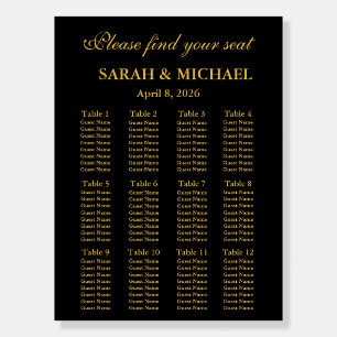 Black and Gold Seating Chart Foam Boards