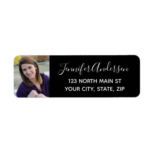 Black and Gold Senior Photo Label (Front)
