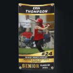 Black and Gold Senior Sport Outdoor Banner<br><div class="desc">Celebrate your soon to be graduating seniors with custom made outdoor banners. Edit and order matching banners featuring your graduates name, and team information. Go into the design tool to easily change the banner colors to match your high school or college sport team. Hang these banners up at their graduation...</div>